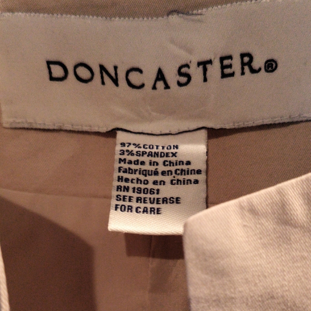 FINAL PRICE Doncaster Beige/Khaki Cotton 2-pc Skirt Suit Size 8